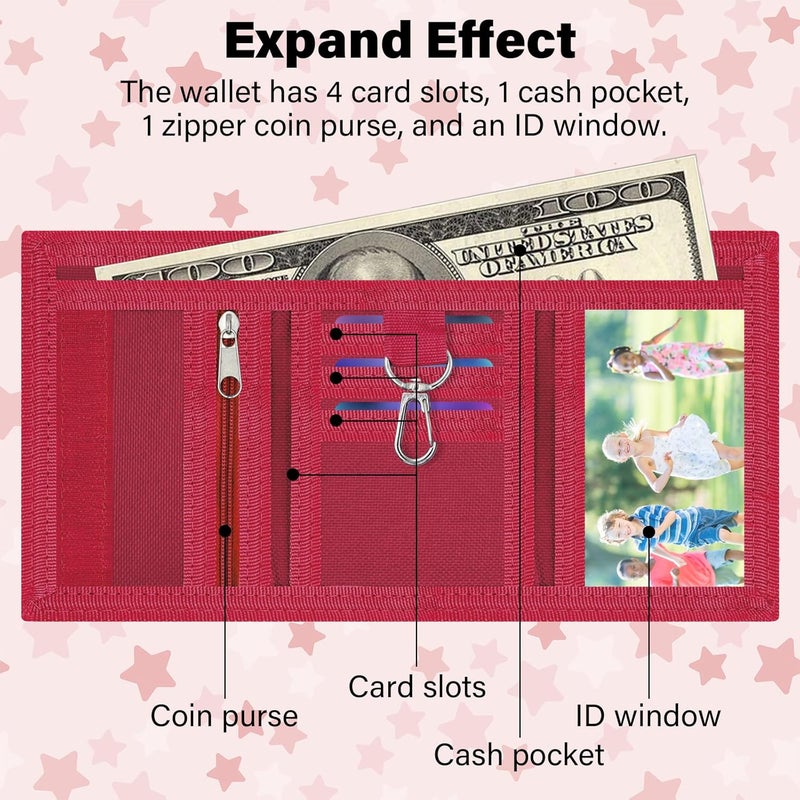 Jonyee Kids Wallet for Boys Girls 3-14, RFID Trifold Novelty Wallet with Zipper and Key Chain, Outdoor Purse with Coin Pocket and ID Window, Card Holders for Toddler Children Gifts -Space Bear - Image 3